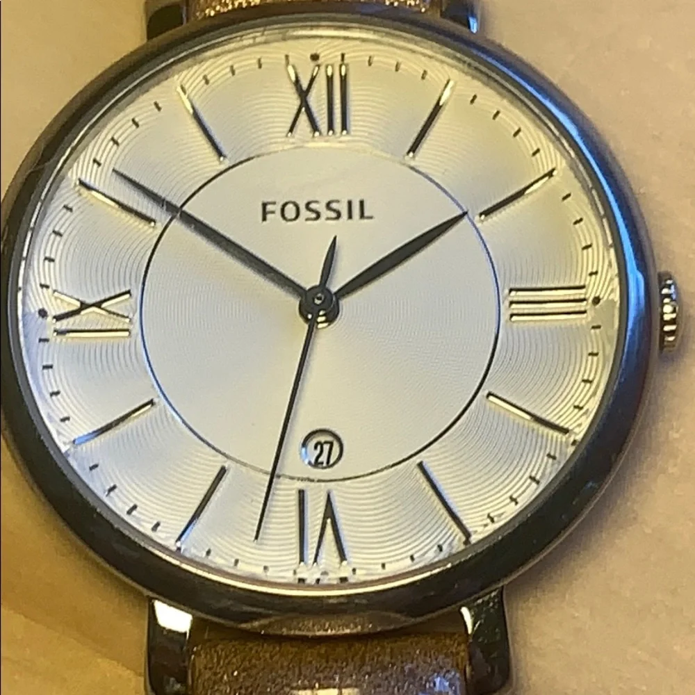 Fossil es3920set date watch leather band classic